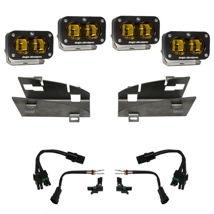 Baja Designs 19-22 Dodge RAM 1500 Rebel / 21-22 1500 TRX S2 SAE Dual Fog Pocket Light Kit - Amber Baja Designs