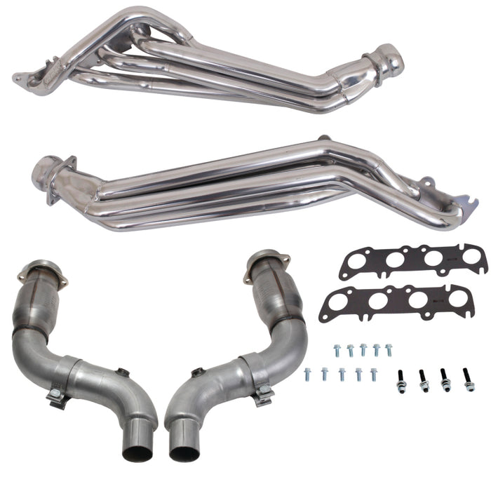 BBK 15-23 Ford Mustang GT 1-3/4 Long Tube Headers w/High Flow Catted Mid Pipe (Silver Ceramic) BBK