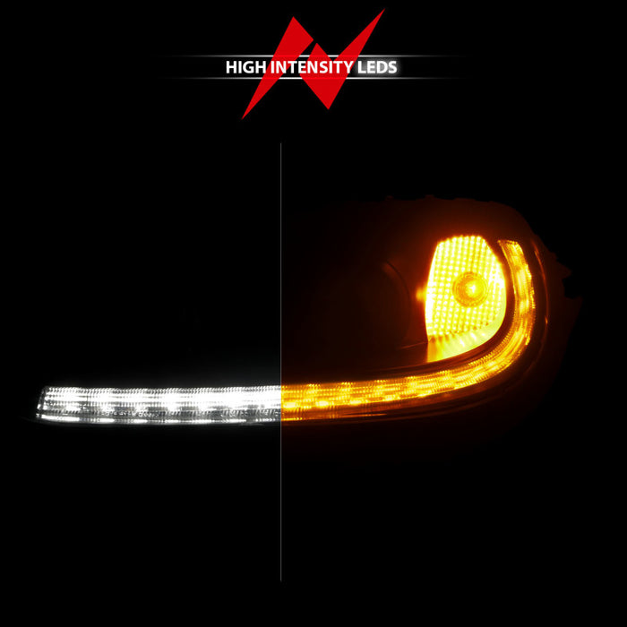 ANZO 05-13 Chevrolet Corvette Projector Headlights w/switchback & Sequential LED - Black Amber ANZO