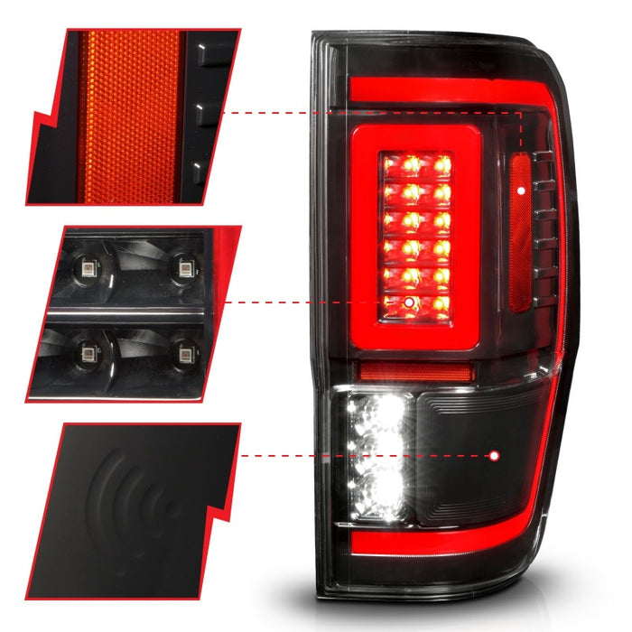 ANZO 19-22 Ford Ranger Full LED Taillights w/ Lightbar Sequential Signal Black Housing/Clear Lens ANZO