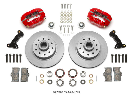 Wilwood Forged Dynalite Front Kit 11.03in 1 PC Rotor&Hub - Red 74-80 Pinto Disc Spindle only