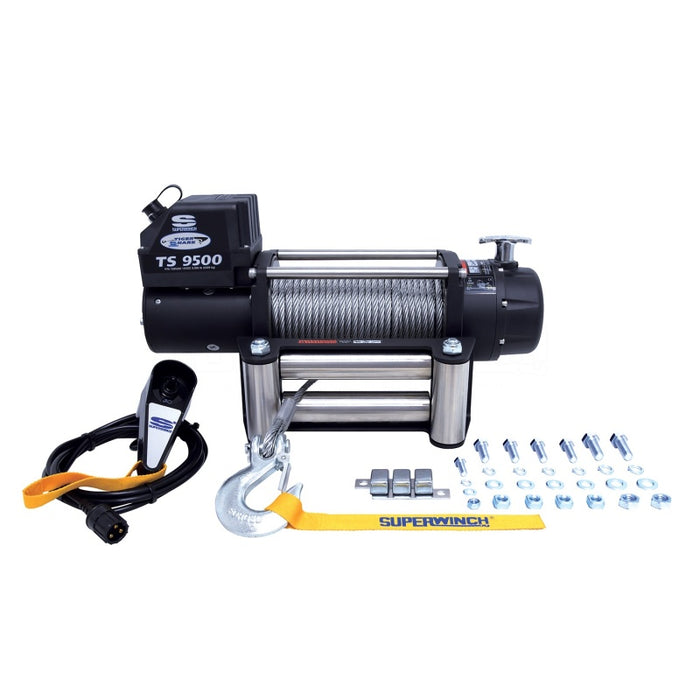 Superwinch 9500 LBS 12V DC 11/32in x 95ft Steel Rope Tiger Shark 9500 Winch Superwinch