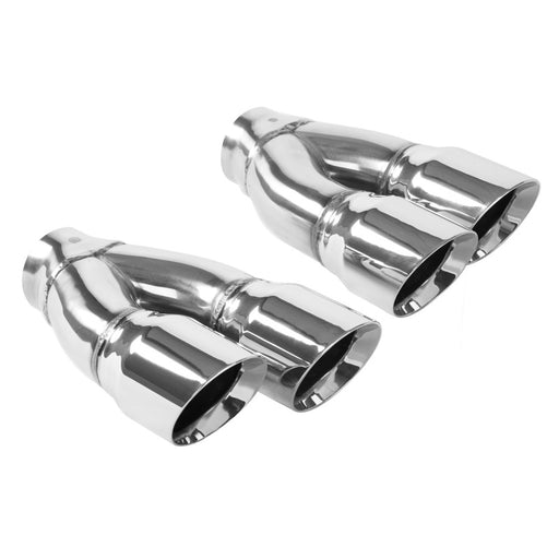 MagnaFlow Tip Stainless Double Wall Round Dual Outlet Polish 3in DIA 2.25in Inlet 9.75in Len (qty 2) Magnaflow