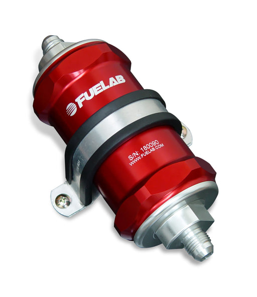 Fuelab 818 In-Line Fuel Filter Standard -10AN In/Out 40 Micron Stainless - Red Fuelab