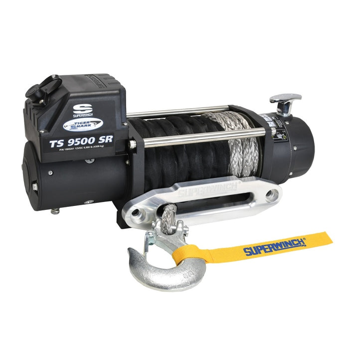 Superwinch 9500 LBS 12V DC 3/8in x 80ft Synthetic Rope Tiger Shark 9500 Winch Superwinch