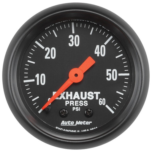 Autometer Z Series 52mm 0-60 PSI Mechanical Exhaust Gas Pressure Gauge AutoMeter