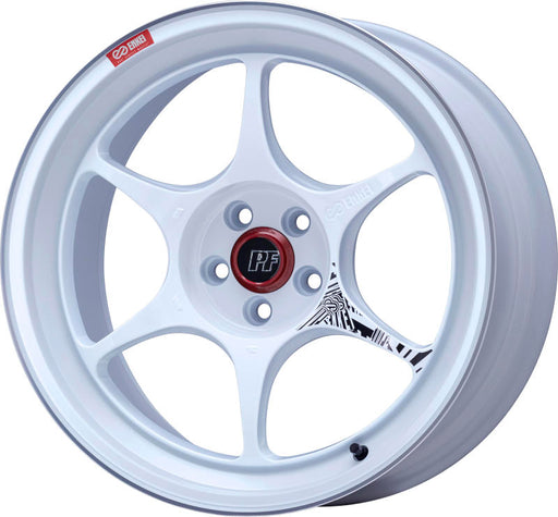 Enkei PF06 18x10in 5x114.3 BP 38mm Offset 75mm Bore White Machined Wheel Enkei