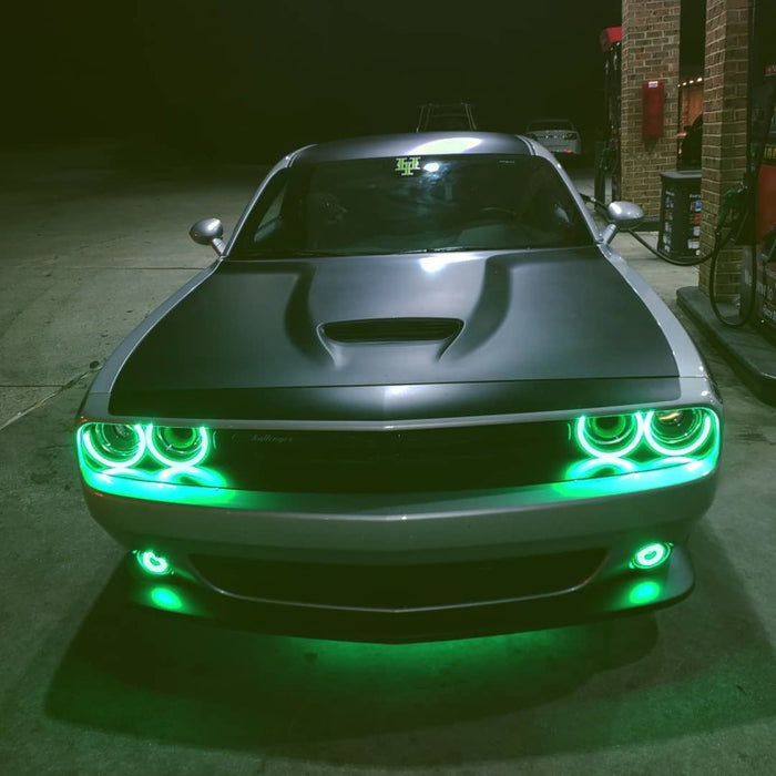 Oracle 15-21 Dodge Challenger Waterproof LED Fog Light Halo Kit - ColorSHIFT SEE WARRANTY ORACLE Lighting