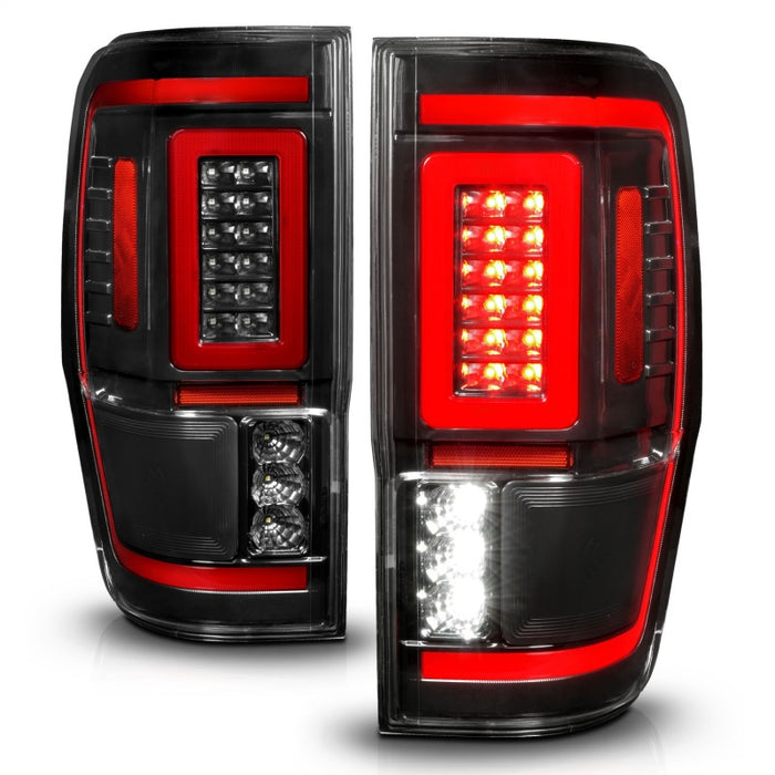 ANZO 19-22 Ford Ranger Full LED Taillights w/ Lightbar Sequential Signal Black Housing/Clear Lens ANZO
