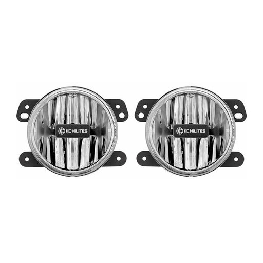 KC HiLiTES 10-18 Jeep JK 4in. Gravity G4 LED Light 10w SAE/ECE Clear Fog Beam (Pair Pack System) KC HiLiTES