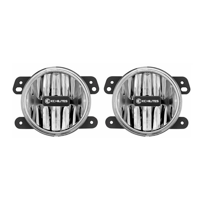 KC HiLiTES 10-18 Jeep JK 4in. Gravity G4 LED Light 10w SAE/ECE Clear Fog Beam (Pair Pack System) KC HiLiTES