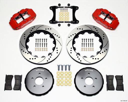 Wilwood Narrow Superlite 6R Front Hat Kit 14.00in Drill Red Nissan 370Z/Fiti G37