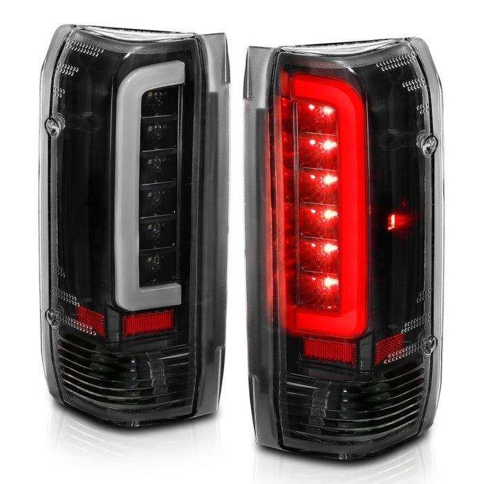 ANZO 1987-1996 Ford F-150 LED Taillights Black Housing Clear Lens (Pair) ANZO