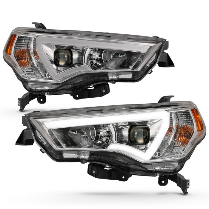 ANZO 14-18 Toyota 4 Runner Plank Style Projector Headlights Chrome w/ Amber ANZO