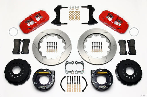 Wilwood AERO4 Rear P-Brake Kit 14.00in Red Big Ford New Style 2.50in Offset