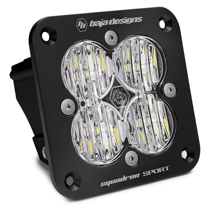 Baja Designs Squadron Sport Black Wide Cornering Pattern Flush Mount LED Light Pod - Clear Baja Designs