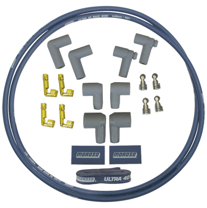 Moroso Ignition Coil Wire Kit - Ultra 40 - Sleeved - 4ft - Blue Moroso