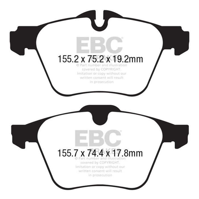 EBC 13+ Jaguar F-Type (Cast Iron Rotors Only) 3.0 Supercharged (340) Yellowstuff Front Brake Pads EBC