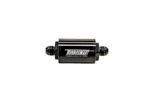 Turbosmart FPR Billet Inline Fuel Filter 1.75in OD 3.825in Length AN-10 Male Inlet - Black