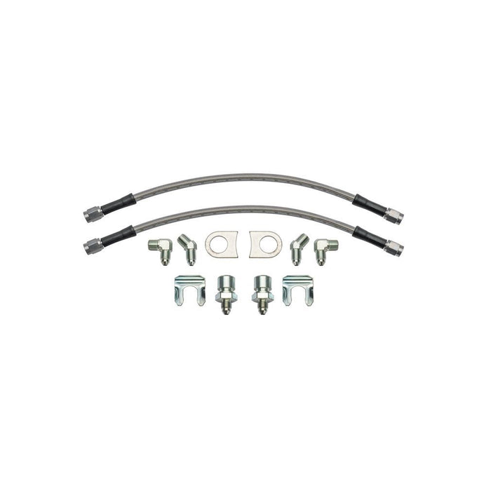 Wilwood 12in Length -3 to 3/8-24 IF 1/8-27 NPT 90 Degree Flexline Kit w/ Weld-On Bracket Tabs