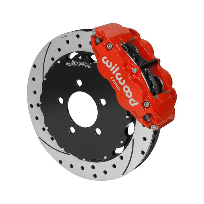 Wilwood Narrow Superlite 6R Front Big Brake Kit 12.88in Drilled Red 05-11 Ford Crown Victoria