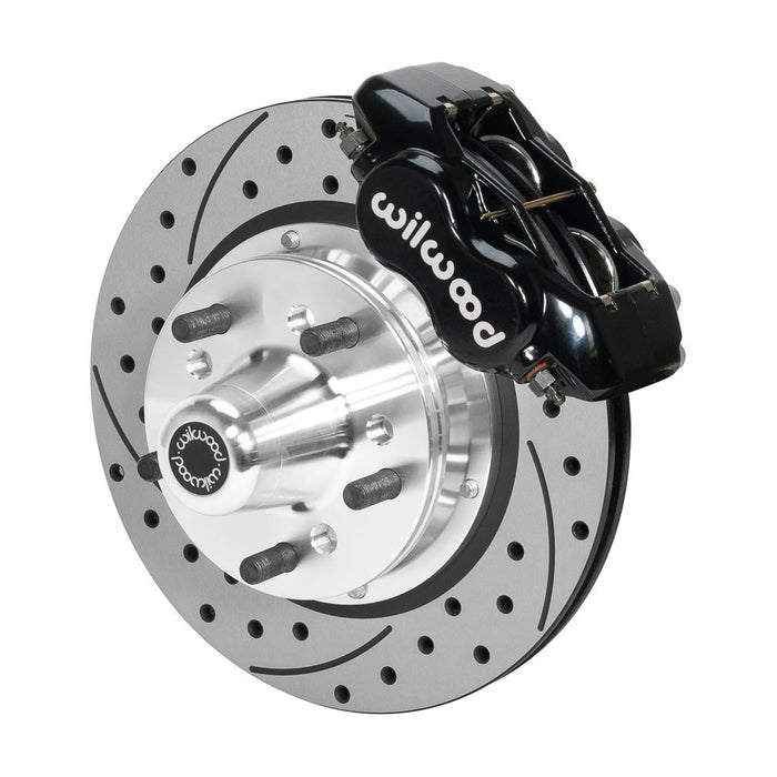 Wilwood Forged Dynalite Pro Front Kit 11.00in Rotor 5x4.00in BC 65-72 SRP Drilled & Slotted - Black