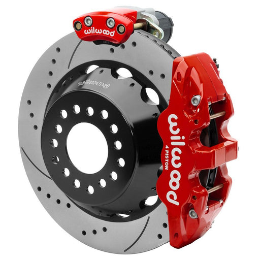 Wilwood AERO4 Big Brake Rear Electronic Parking Brake Kit - Red - Powder Coat Caliper - D/S Rotor