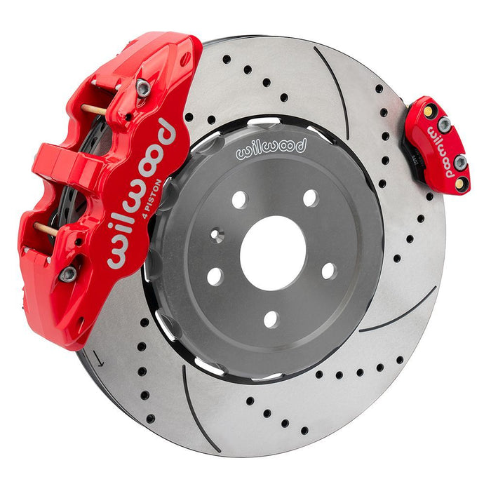 Wilwood 20-23 Chevy Corvette C8 Aero4 Red Rear Big Brake Kit - Drilled & Slotted