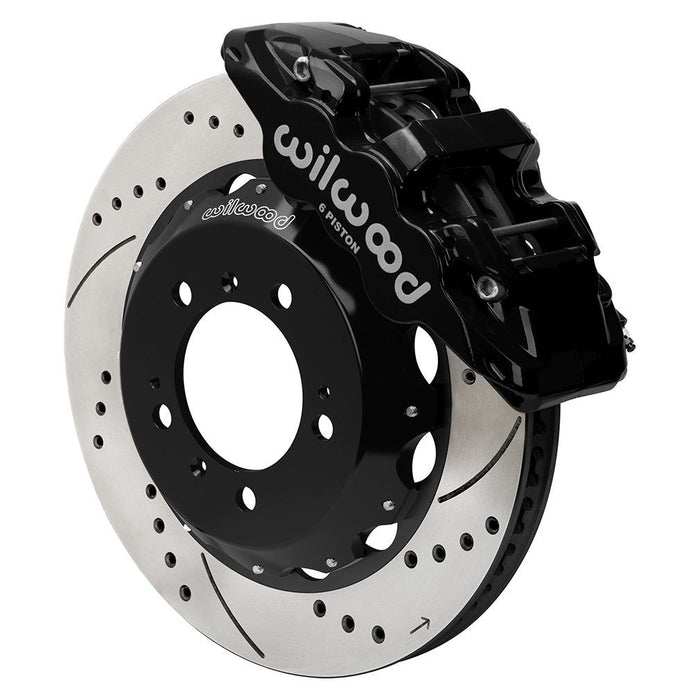 Wilwood 99-12 Porsche 911 (996/997) Aero6 Front Brake Kit Drill/Slot 14.00in Rotor W/Lines - Blk