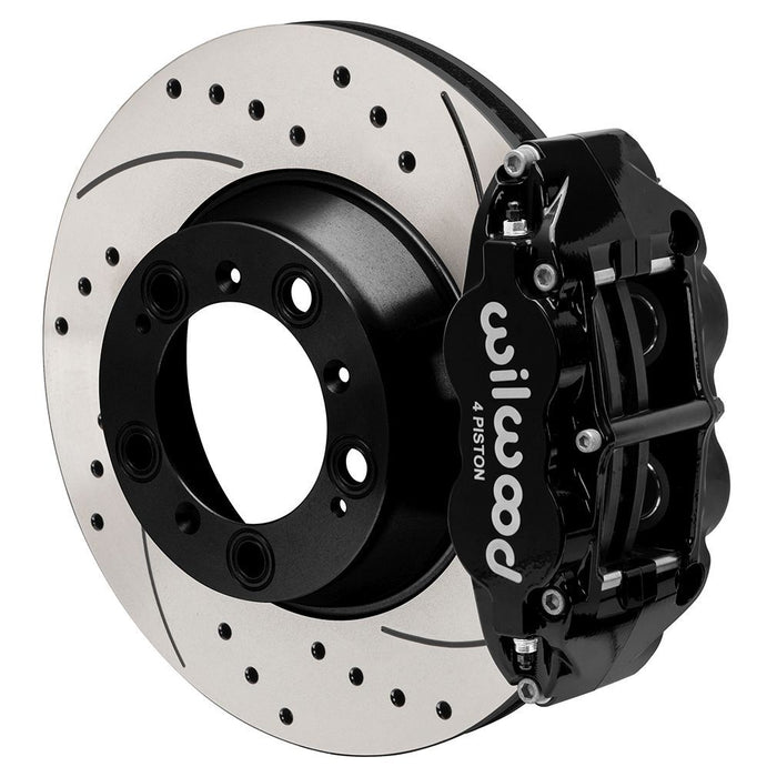 Wilwood 99-12 Porsche 911 (996/997) Superlite 4R Rear Brake Kit Drilled 14.00in Rotor w/Lines - Blk