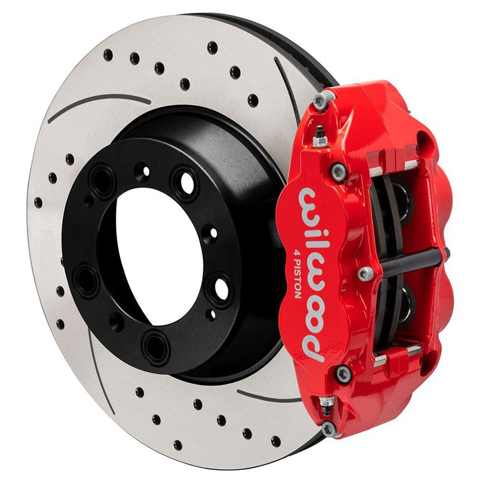 Wilwood 99-12 Porsche 911 (996/997) Superlite 4R Rear Brake Kit Drilled 14.00in Rotor w/Lines - Red