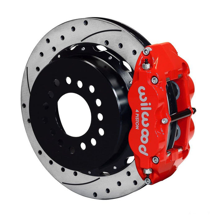 Wilwood Narrow Superlite 4R Rear Kit 12.88in Drilled Red G-Body W/ 2.62in Axle Offset