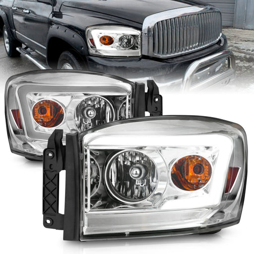 Anzo 06-09 Dodge RAM 1500/2500/3500 Headlights Chrome Housing/Clear Lens (w/ Light Bars) ANZO