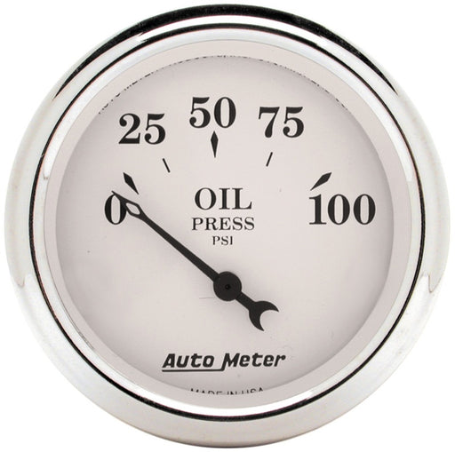 Auto Meter 2-1/16in 100PSI Electronic Oil Pressure Old Tyme White Gauge AutoMeter