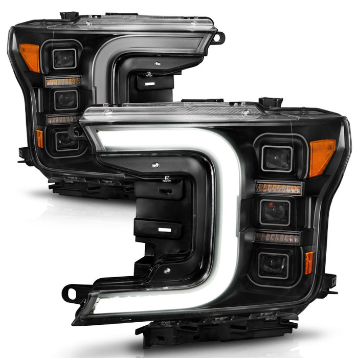 Anzo 18-20 Ford F-150 Full Led Projector Light Bar Headlights Black Amber ANZO