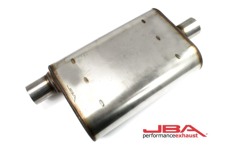 JBA Universal Chambered Style 304SS Muffler 13x9.75x4 2.5in Inlet Diameter Offset/Center JBA