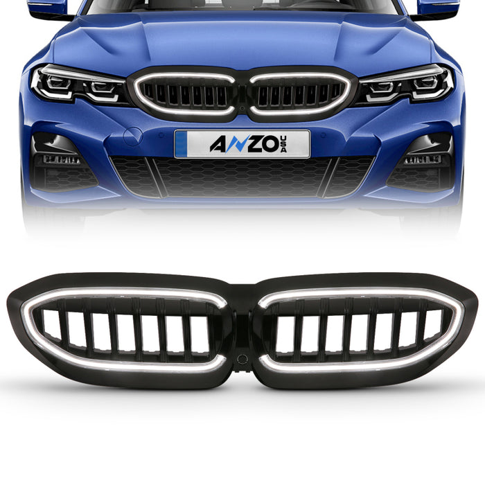 Anzo 19-22 BMW 3 Series Black Housing Full LED Front Grille w/ Initiation & Running Light ANZO