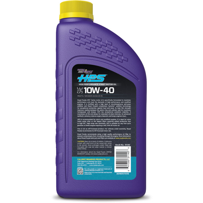 Royal Purple HPS Synthetic High Performance Street 10W-40 Motor Oil - 1 Quart Royal Purple