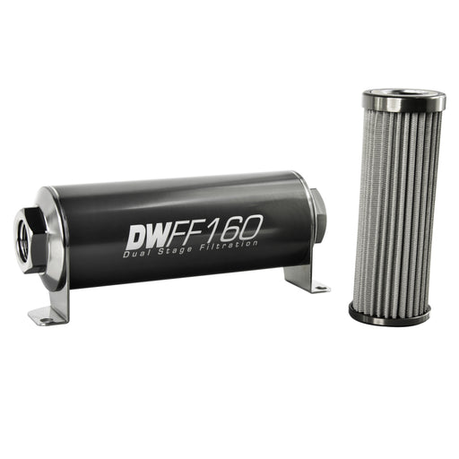 DeatschWerks Stainless Steel 10AN 100 Micron Universal Inline Fuel Filter Housing Kit (160mm) DeatschWerks
