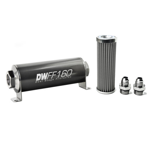 DeatschWerks Stainless Steel 8AN 100 Micron Universal Inline Fuel Filter Housing Kit (160mm) DeatschWerks