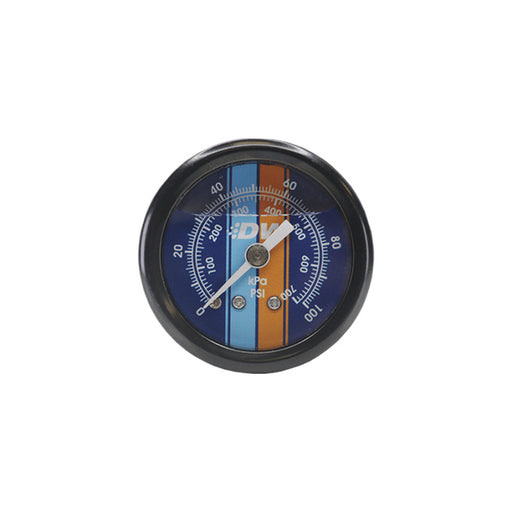 DeatschWerks 0-100 PSI 1/8in NPT Mechanical Fuel Pressure Gauge 1.5in Diam. Black Housing Blue Face DeatschWerks