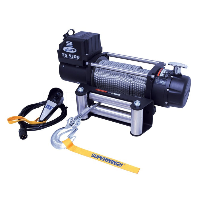 Superwinch 9500 LBS 12V DC 11/32in x 95ft Steel Rope Tiger Shark 9500 Winch Superwinch