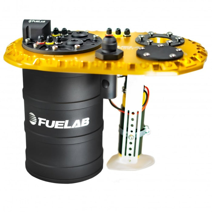 Fuelab Quick Service Surge Tank w/Bosch Lift Pump & Twin Screw 600LPH Brushless Pump - Gold Fuelab