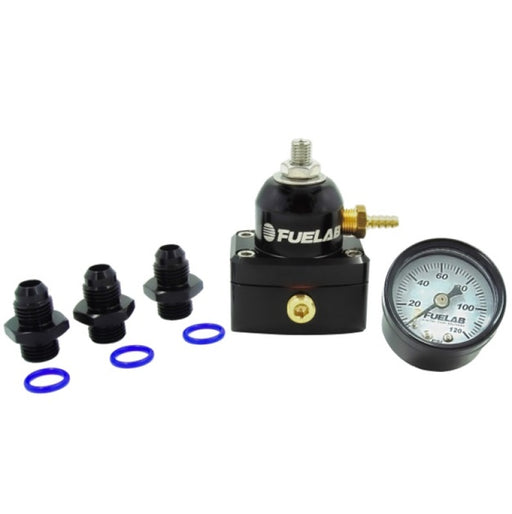 Fuelab 535 EFI Adjustable Mini FPR 25-90 PSI (2) -6AN In (1) -6AN Return (3) -6AN ORB w/Guage Kit Fuelab