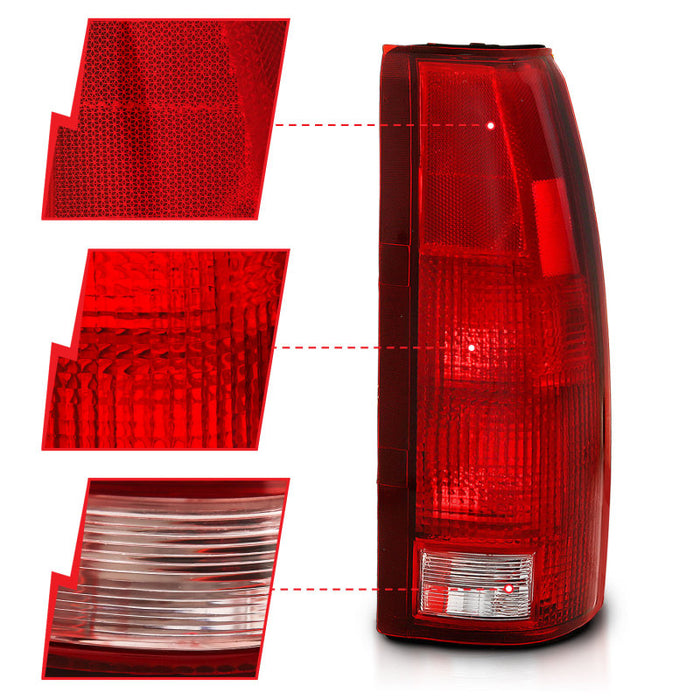 ANZO 1988-1999 Chevy C1500 Taillight Red/Clear Lens (OE Replacement) ANZO