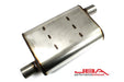 JBA Universal Chambered Style 304SS Muffler 13x9.75x4 2in Inlet Diameter Offset/Offset JBA