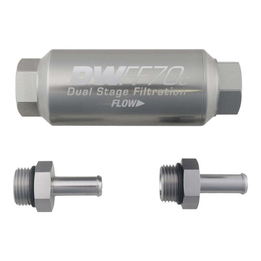 DeatschWerks 3/8in 10 Micron 70mm Compact In-Line Fuel Filter Kit DeatschWerks