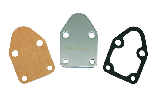 Moroso Chevrolet Small Block Fuel Pump Block-Off Plate - Chrome Plated Steel Moroso