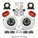 Wilwood Forged Dynalite-M Front Kit 11.30in 1 PC Rotor&Hub Drill-Red 1965-1969 Mustang Disc & Drum