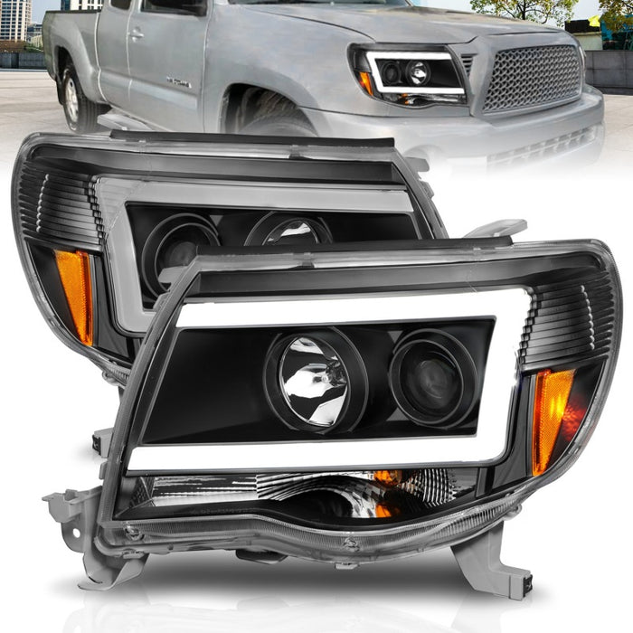 ANZO 05-09 Toyota Tacoma Projector Light Bar Style Headlights w/ C Light Bar ANZO